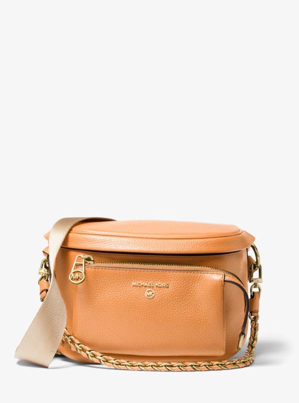 Damske Crossbody Kabelka Michael Kors Slater Medium Pebbled Leather Sling Pack Hnede Žlté - Kabelky Michael Kors Obchod | CBSXA-6208